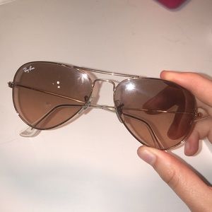 Rose gold aviator ray bans